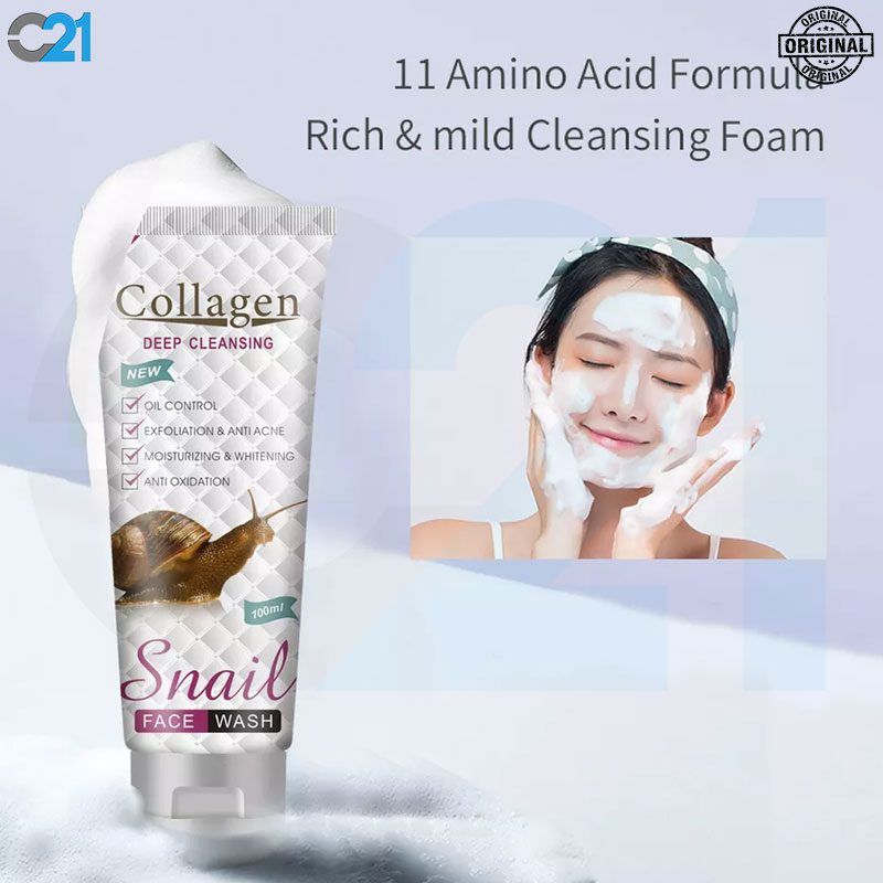 فوم شستشوی صورت کلاژن حلزون (فیس واش) ۱۰۰ میل- Collagen Collagen Snail Face Wash Deep Cleansing
