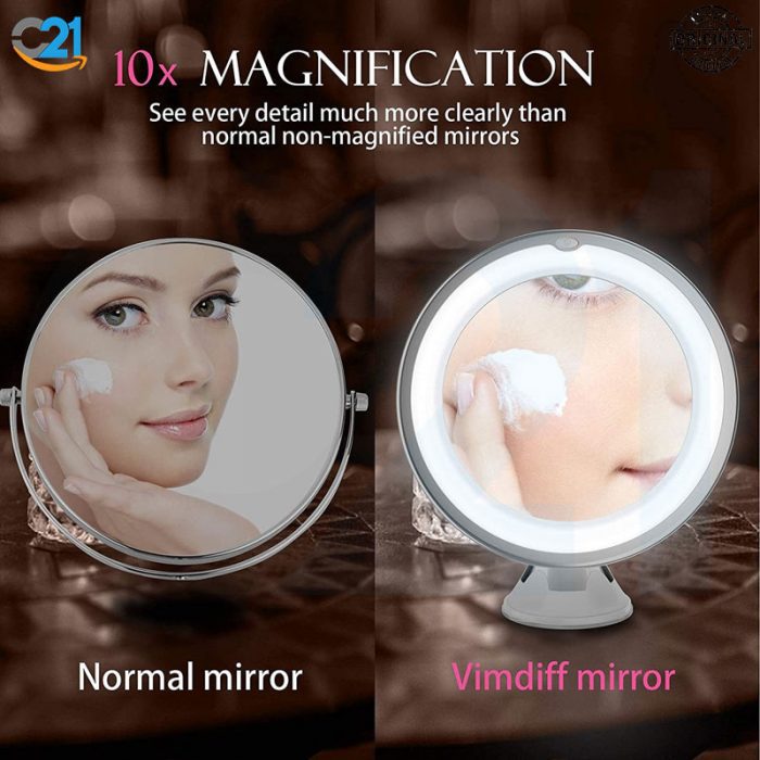 آینه آرایشی چراغ دار با بزرگنمایی 10 برابرmirror make up 10x