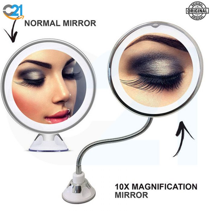 آینه دار آرایشی چراغ دار با بزرگنمایی 10 برابرmirror make up 10x